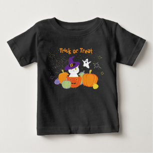 Halloween Cute Cat in Witch Hat Baby T-Shirt