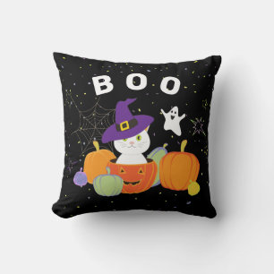 Halloween Cute Cat in Witch Hat Cushion