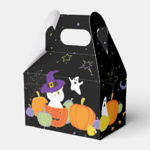 Halloween Cute Cat in Witch Hat Favour Box