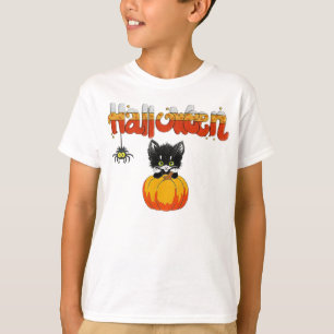 Halloween Cute Cat on Pumpkin T-Shirt