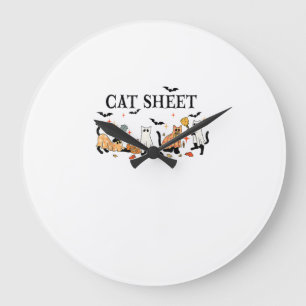 Halloween Cute Cats Sheet In Ghost Costume Women M Large Clock
