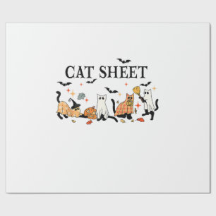 Halloween Cute Cats Sheet In Ghost Costume Women M Wrapping Paper