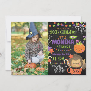 Halloween Cute Chalkboard Photo Birthday Invitation