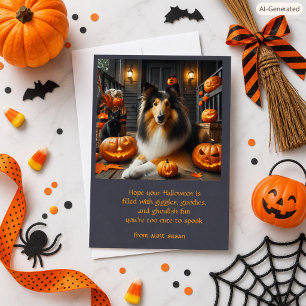 Halloween Cute Collie Dog Kids Greeting Card