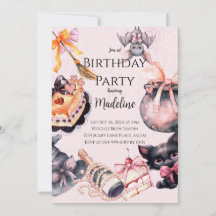 Halloween cute coquette Birthday Party Invitation