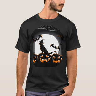 Halloween Cute Costume Golden Retriever With Witch T-Shirt