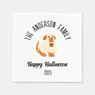 Halloween Cute Dog Ghost Costume Personalised Name Napkin