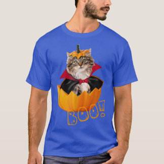 Halloween Cute Dracula Cat Pumpkin  T-Shirt