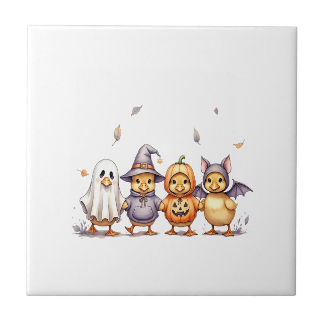 Halloween Cute Ducklings Costume Ceramic Tile (Front)