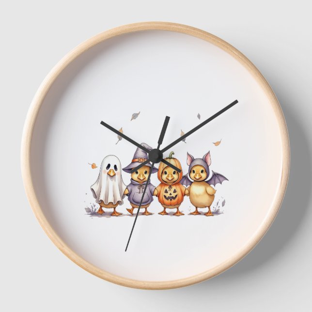 Halloween Cute Ducklings Costume Clock (Front)