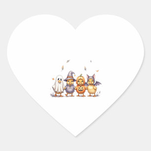 Halloween Cute Ducklings Costume Heart Sticker