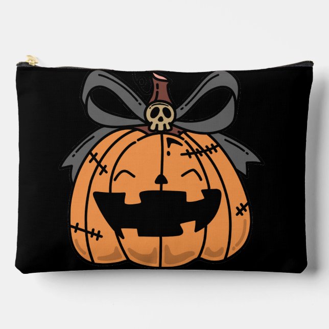 Halloween,Cute Face Pumpkin,Funny , Jack O' Lanter Accessory Pouch (Front)