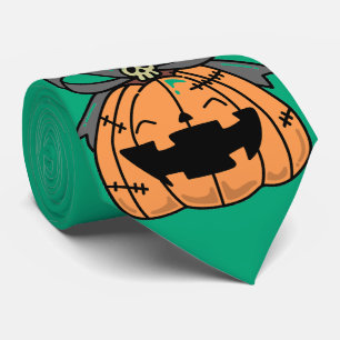 Halloween,Cute Face Pumpkin,Funny , Jack O' Lanter Tie