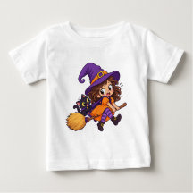 Halloween Cute Flying Witch Design for Baby Jersey
