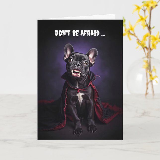 Halloween Cute French Bulldog Frenche Vampire  Card (Yellow Flower)