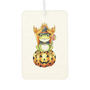 Halloween Cute Frog on Pumpkin Car Air Freshener