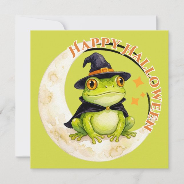 Halloween Cute Frog Toad Witch Card (Front)