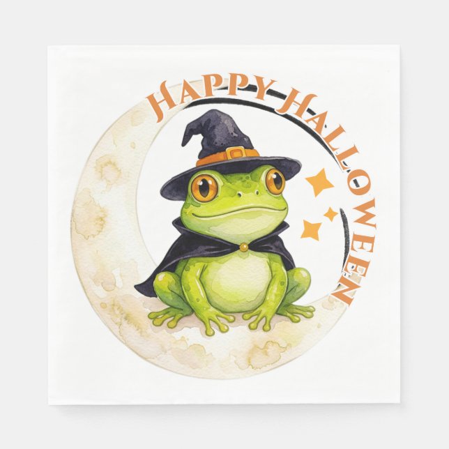 Halloween Cute Frog Toad Witch Napkin (Front)