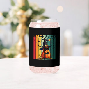 Halloween cute funny pumpkin vintage fall autumn can glass