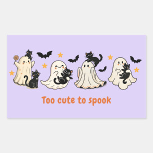 Halloween Cute Funny Spooky Ghost Cat  Rectangular Sticker
