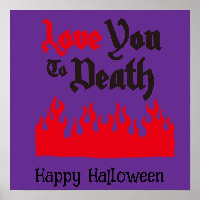 Halloween Cute Funny Whimsical Red Flame  Poster (Front)