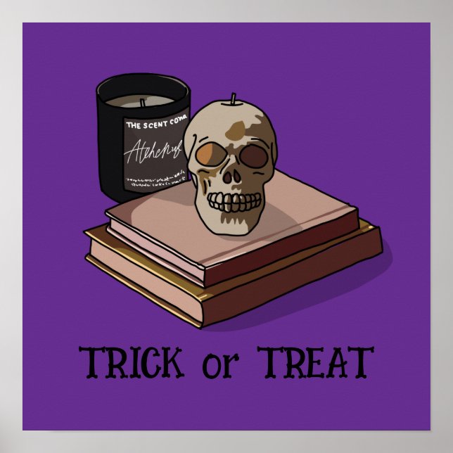 Halloween Cute Funny Whimsical Skull  Poster (Front)