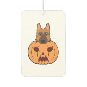 Halloween Cute German Shepherds Stuck In A Pumpkin Car Air Freshener
