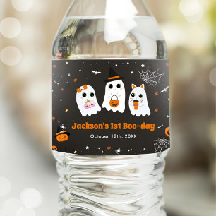 Halloween Cute Ghost 1st Birthday Spooktacular Water Bottle Label