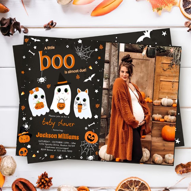 Halloween Cute Ghost Baby Shower Photo Invitation (Creator Uploaded)