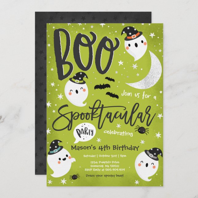 Halloween Cute Ghost Birthday Party Spooktacular Invitation (Front/Back)