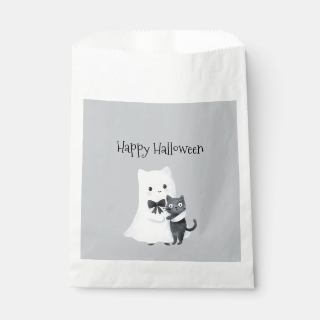 Halloween Cute Ghost Black Cat Favour Bag (Front)