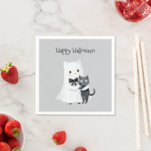 Halloween Cute Ghost Black Cat Napkin