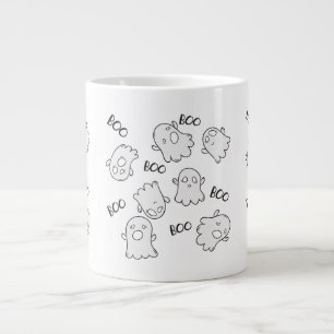 Halloween Cute Ghost Boo Pattern Large Coffee Mug