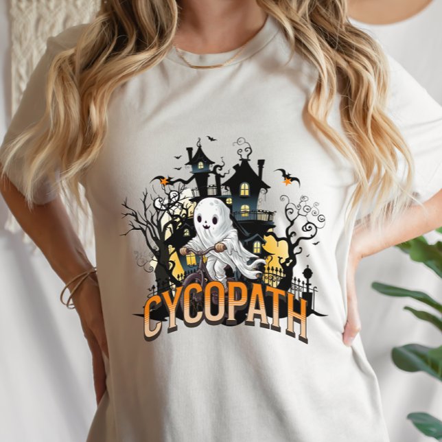 Halloween Cute Ghost Cycle Cycopath Funny  T-Shirt (Creator Uploaded)