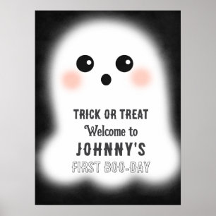 Halloween Cute Ghost Editable Party Event Sign 