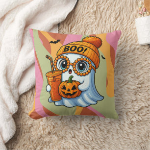 Halloween Cute Ghost Fall Pink Orange Cushion