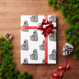 Halloween, Cute Ghost Grey, Trick Or Treat, Boo Wrapping Paper