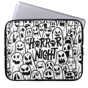Halloween cute ghost icon in various style, patter laptop sleeve