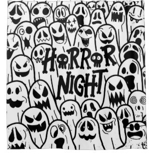 Halloween cute ghost icon in various style, patter shower curtain