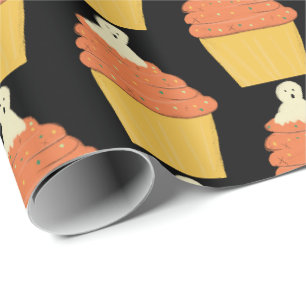 Halloween Cute Ghost on Cupcakes Wrapping Paper
