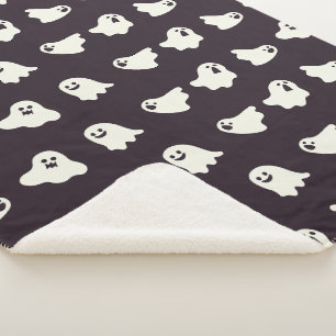 Halloween Cute Ghost Pattern Fall Sherpa Blanket
