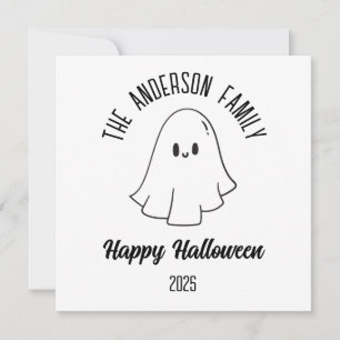 Halloween Cute Ghost Personalised Name Year Holiday Card