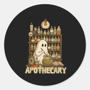 Halloween Cute Ghost Pharmacy Tech Apothecary Witc Classic Round Sticker