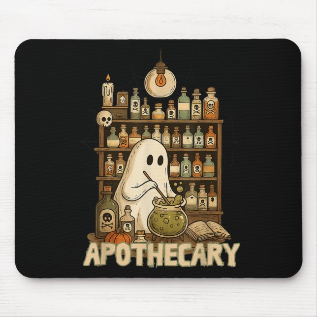Halloween Cute Ghost Pharmacy Tech Apothecary Witc Mouse Pad (Front)