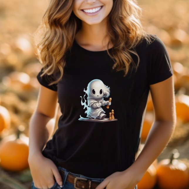 Halloween Cute Ghost Playing Chess Player  T-Shirt (Creator Uploaded)