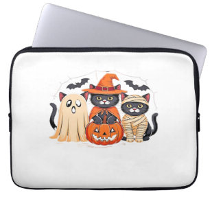 Halloween Cute Ghost Pumpkin Cat Classic T-Shirt_1 Laptop Sleeve