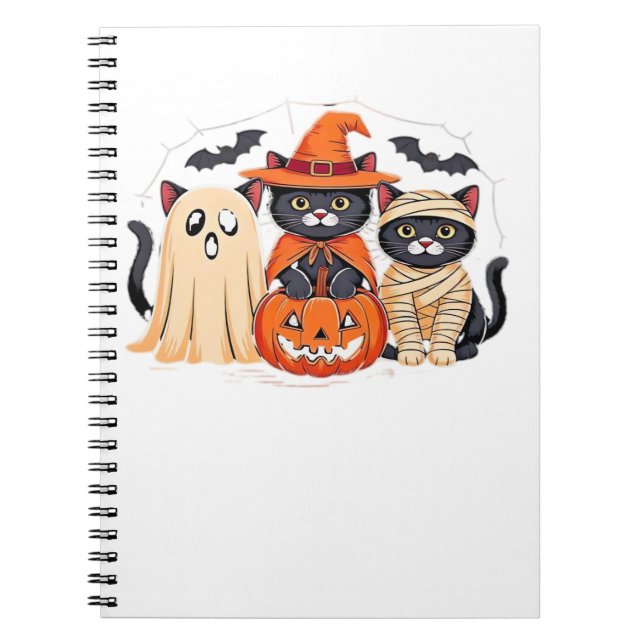 Halloween Cute Ghost Pumpkin Cat Classic T-Shirt_1 Notebook (Front)