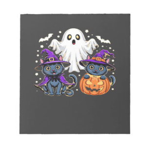 Halloween Cute Ghost Pumpkin Cat Classic T-Shirt_3 Notepad