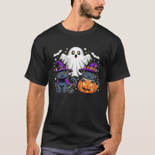 Halloween Cute Ghost Pumpkin Cat Classic T-Shirt_3 T-Shirt