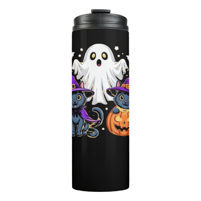 Halloween Cute Ghost Pumpkin Cat Classic T-Shirt_3 Thermal Tumbler (Front)